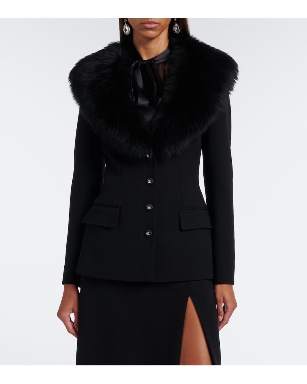 Dolce & Gabbana Black Dg Wool-Blend Jacket