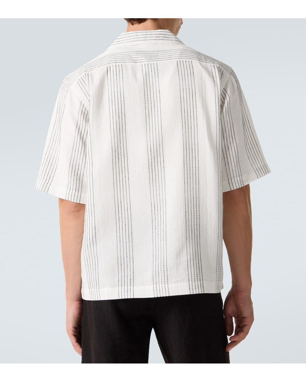 Camicia Bowling Textured Striped di Commas in White da Uomo