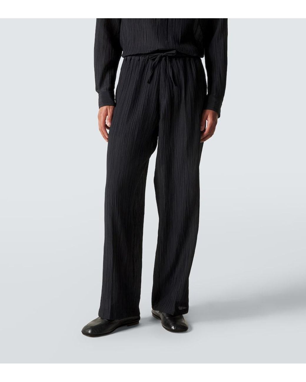 Umit Benan Blue Julian Linen And Cotton Straight Pants for men