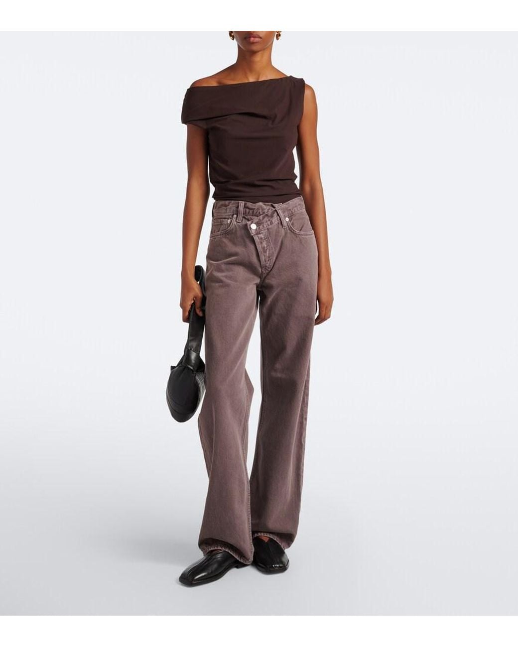 Agolde Brown Arc Criss Cross Wide-Leg Jeans