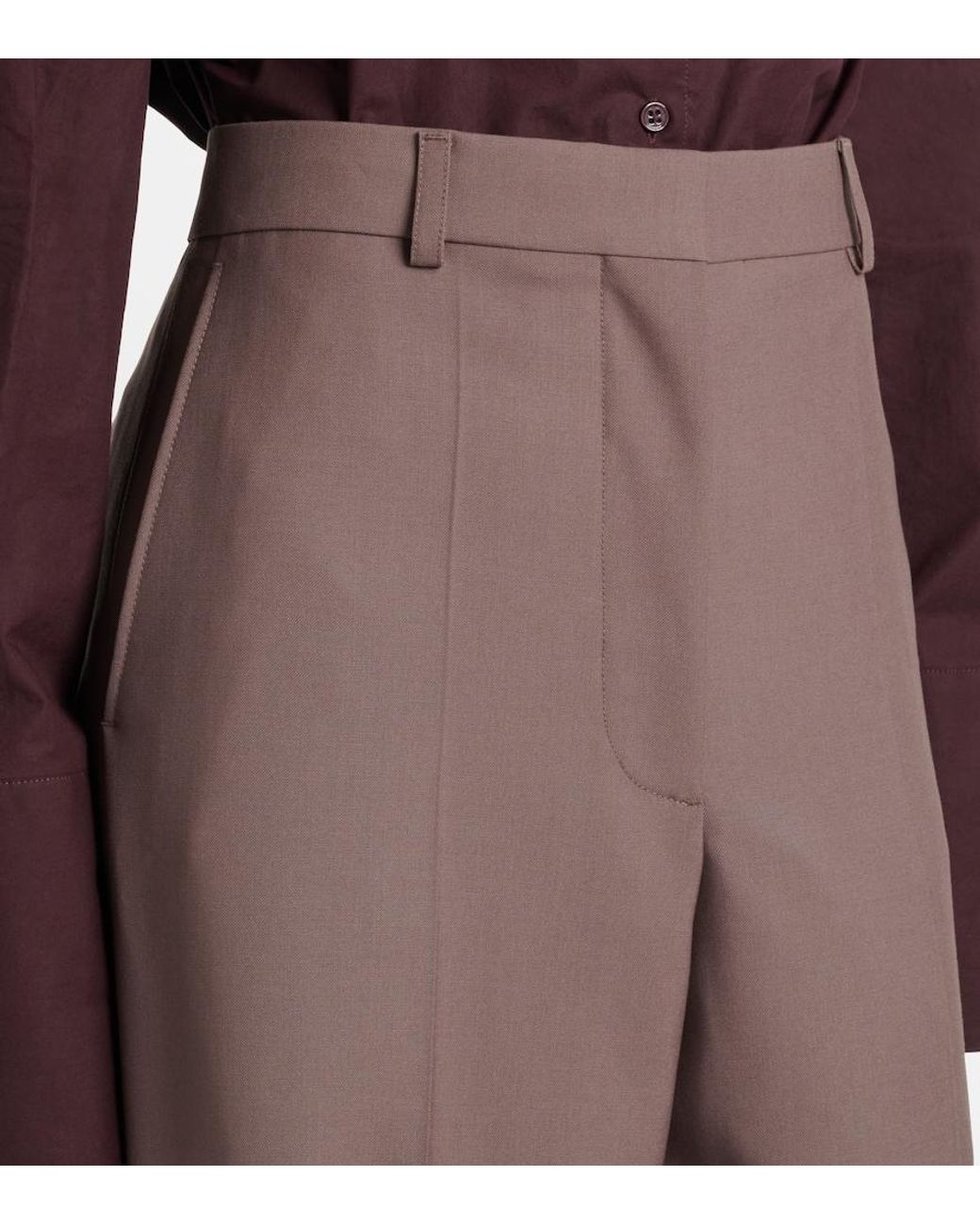 Stella McCartney Brown Wool Wide-Leg Pants