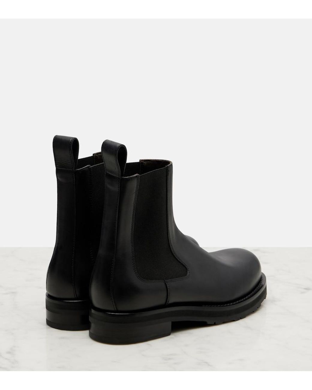 The Row Black Leather Chelsea Boots
