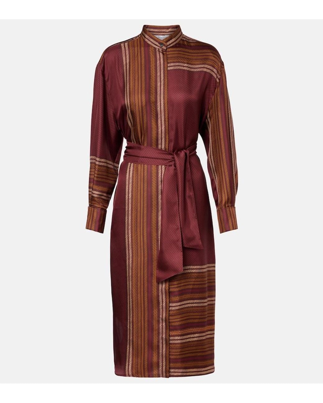 Max Mara Red Pietre Printed Silk Wrap Dress