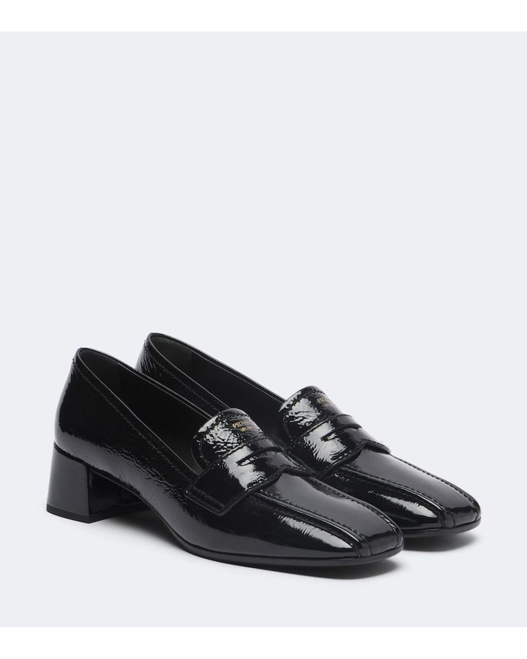 Prada Black Patent Leather Loafer Pumps