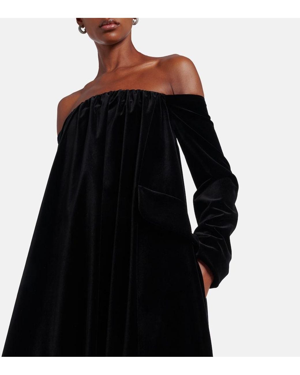 Max Mara Black Open-Back Cotton Velvet Gown