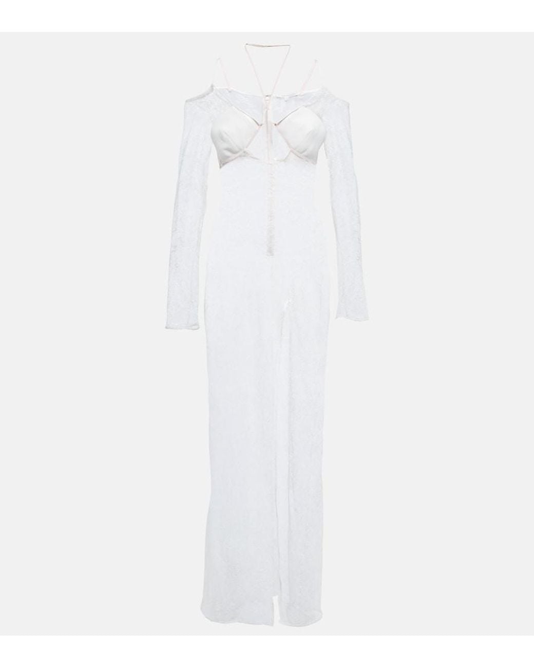 Nensi Dojaka White Bridal Cutout Lace Gown