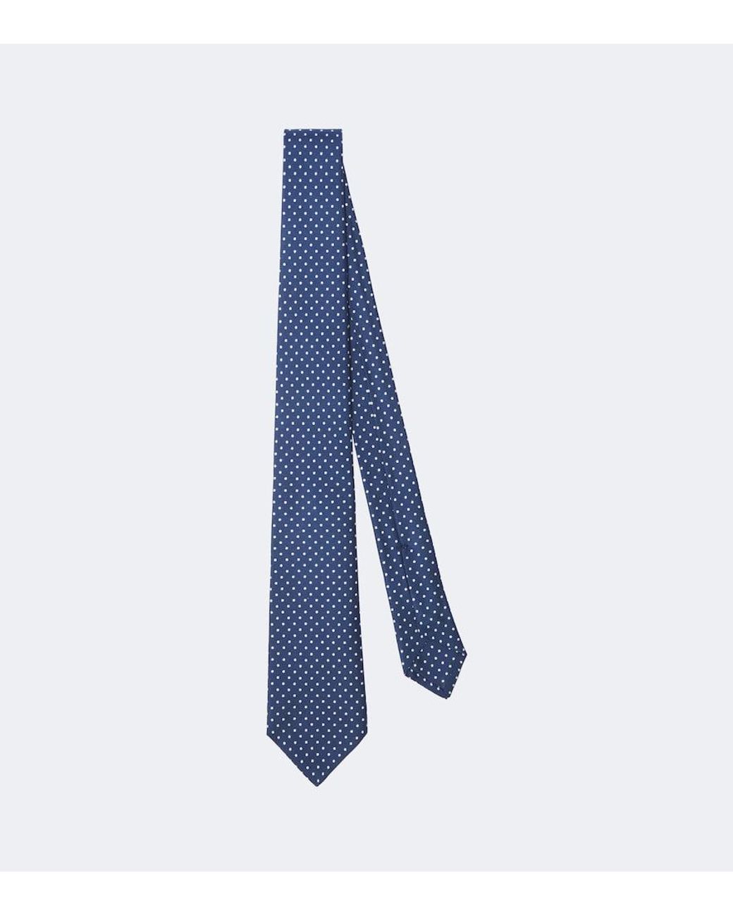 Kiton Blue Polka-Dot Silk Tie for men