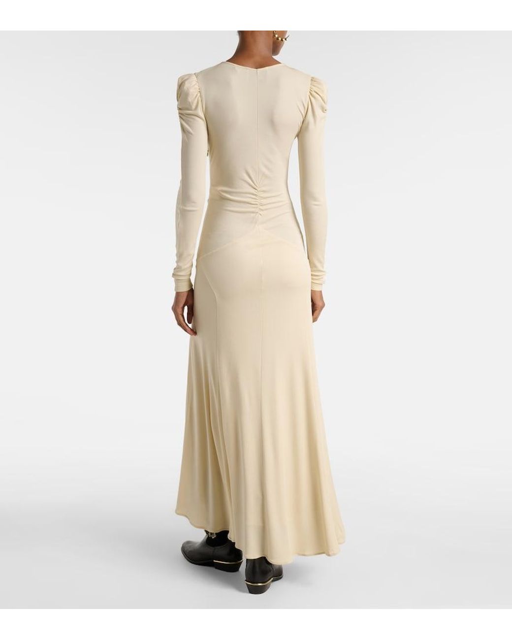 Isabel Marant Natural Nejma Gathered Midi Dress