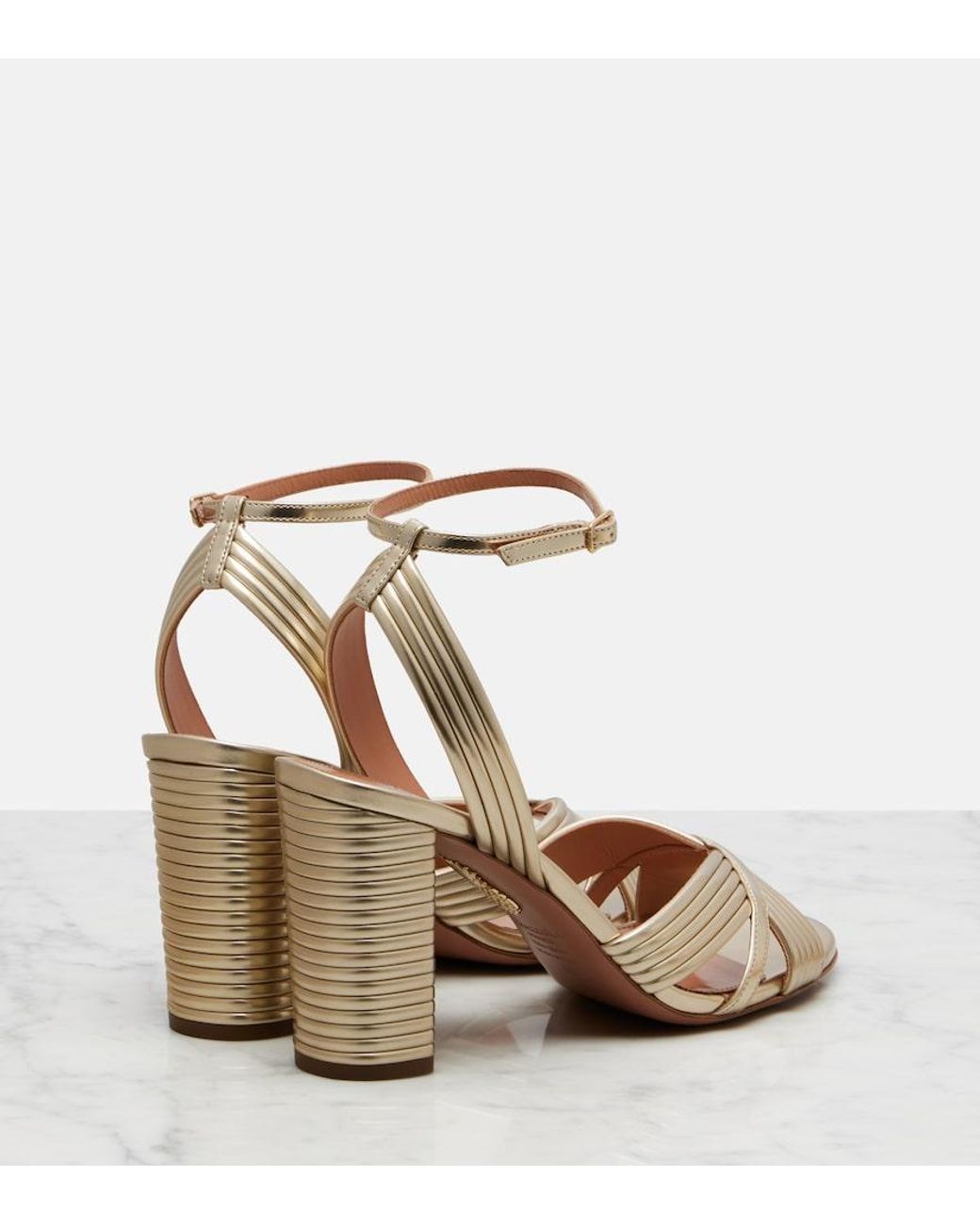 Aquazzura Very Sundance Metallic Leather Sandals