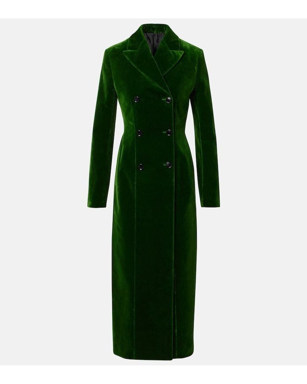 Alaïa Green Double-Breasted Cotton Velvet Coat