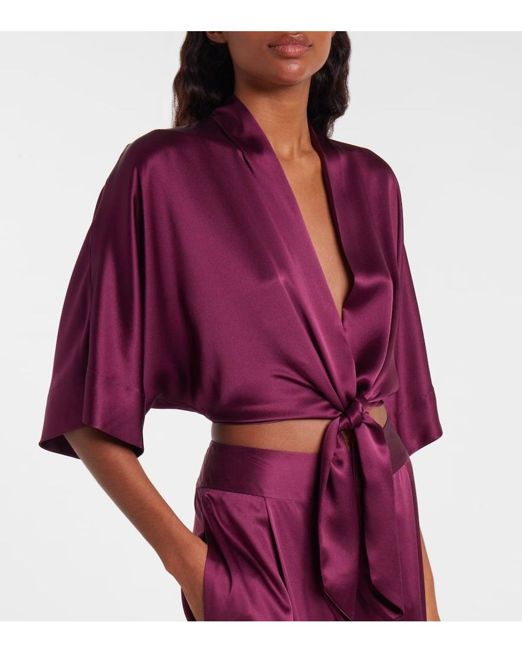 The Sei Purple Cropped-Top Aus Seiden-Charmeuse