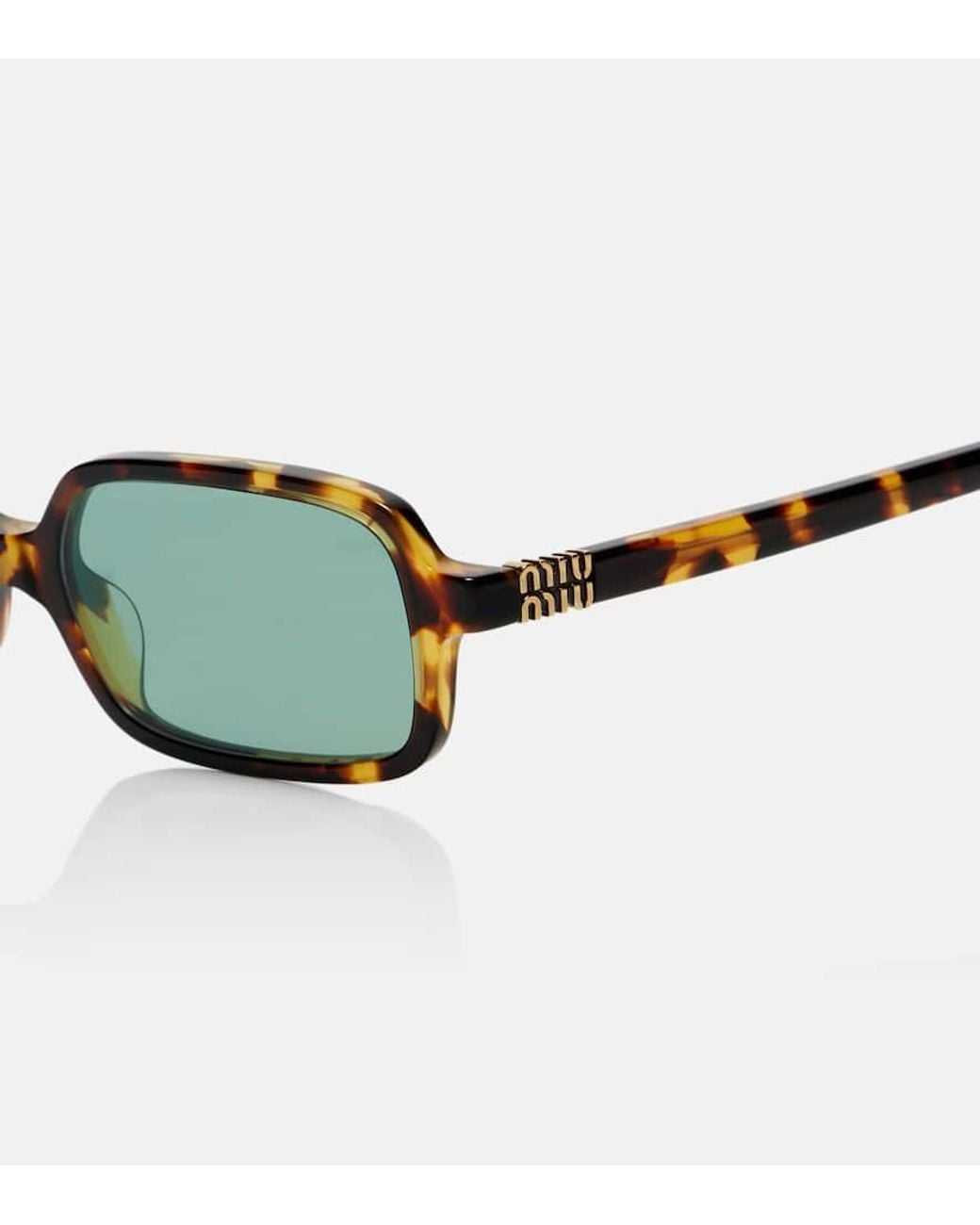 Miu Miu Green Miu Regard Rectangular Sunglasses