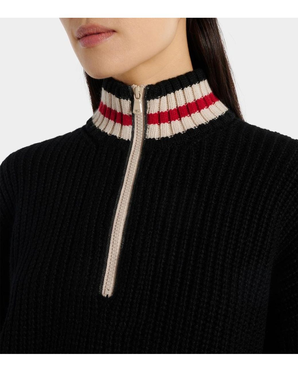 Brunello Cucinelli Black Wool Half-Zip Sweater