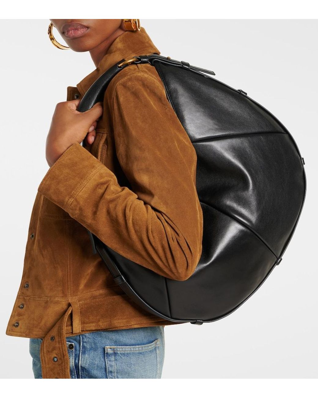 Saint Laurent Black Mombasa Medium Leather Shoulder Bag