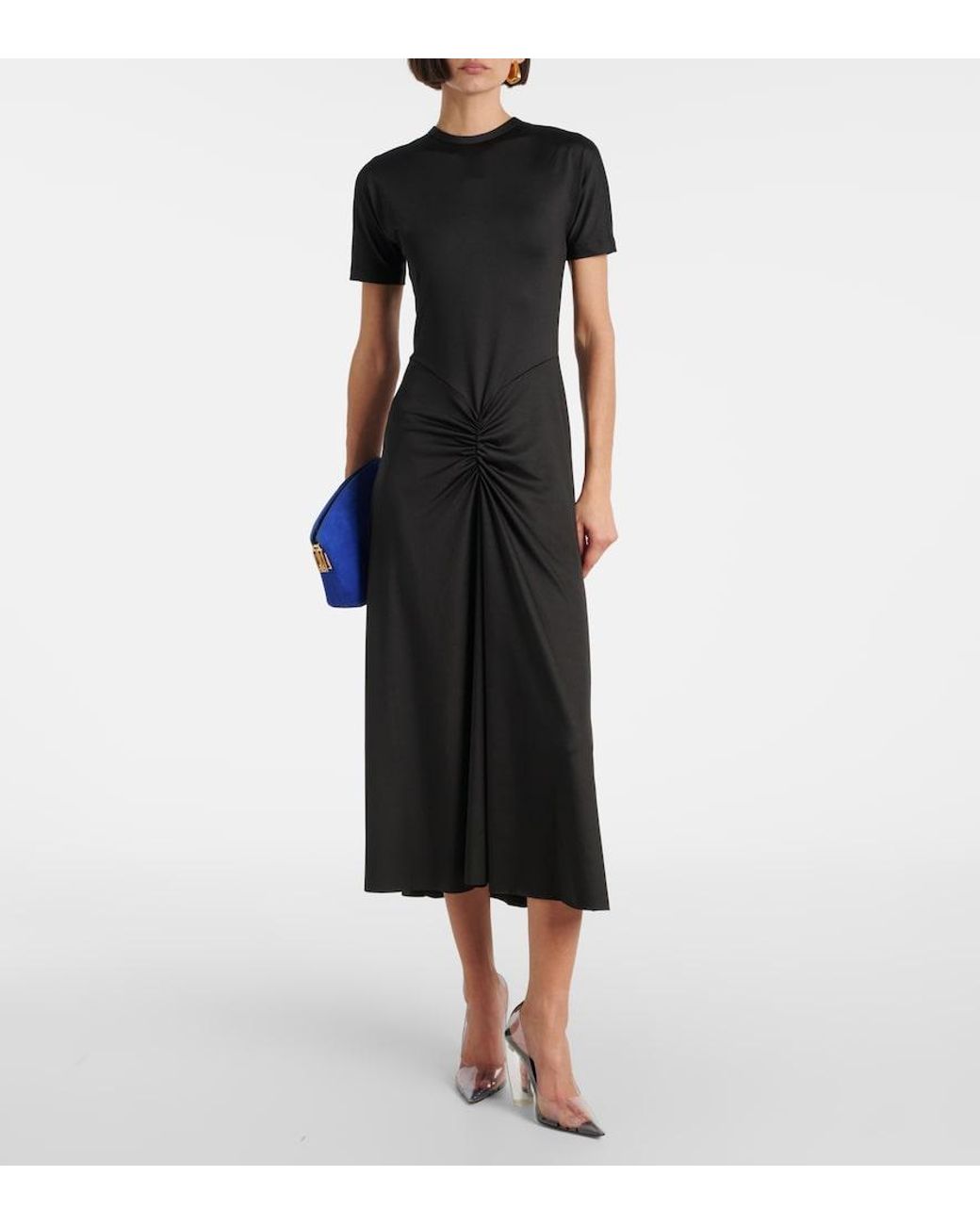Victoria Beckham Black Gathered Midi Dress