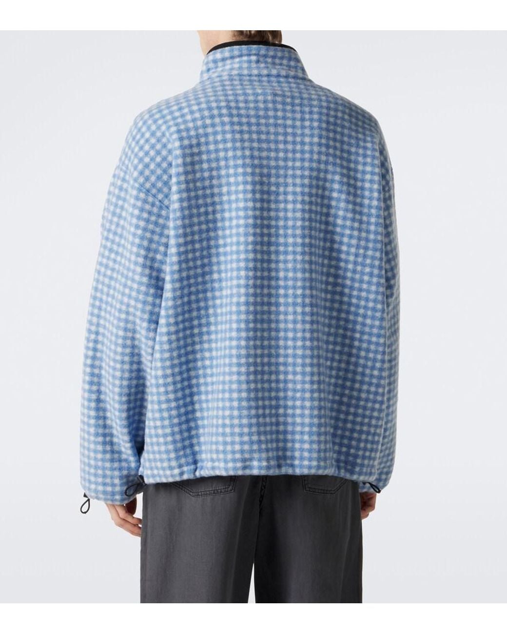 Miu Miu Blue Gingham Fleece Jacket for men