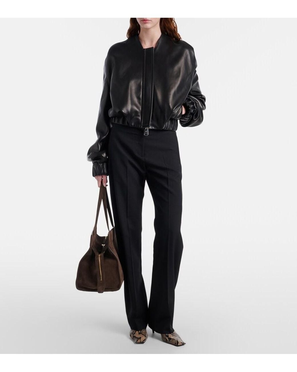 Khaite Black Cordan Leather Jacket