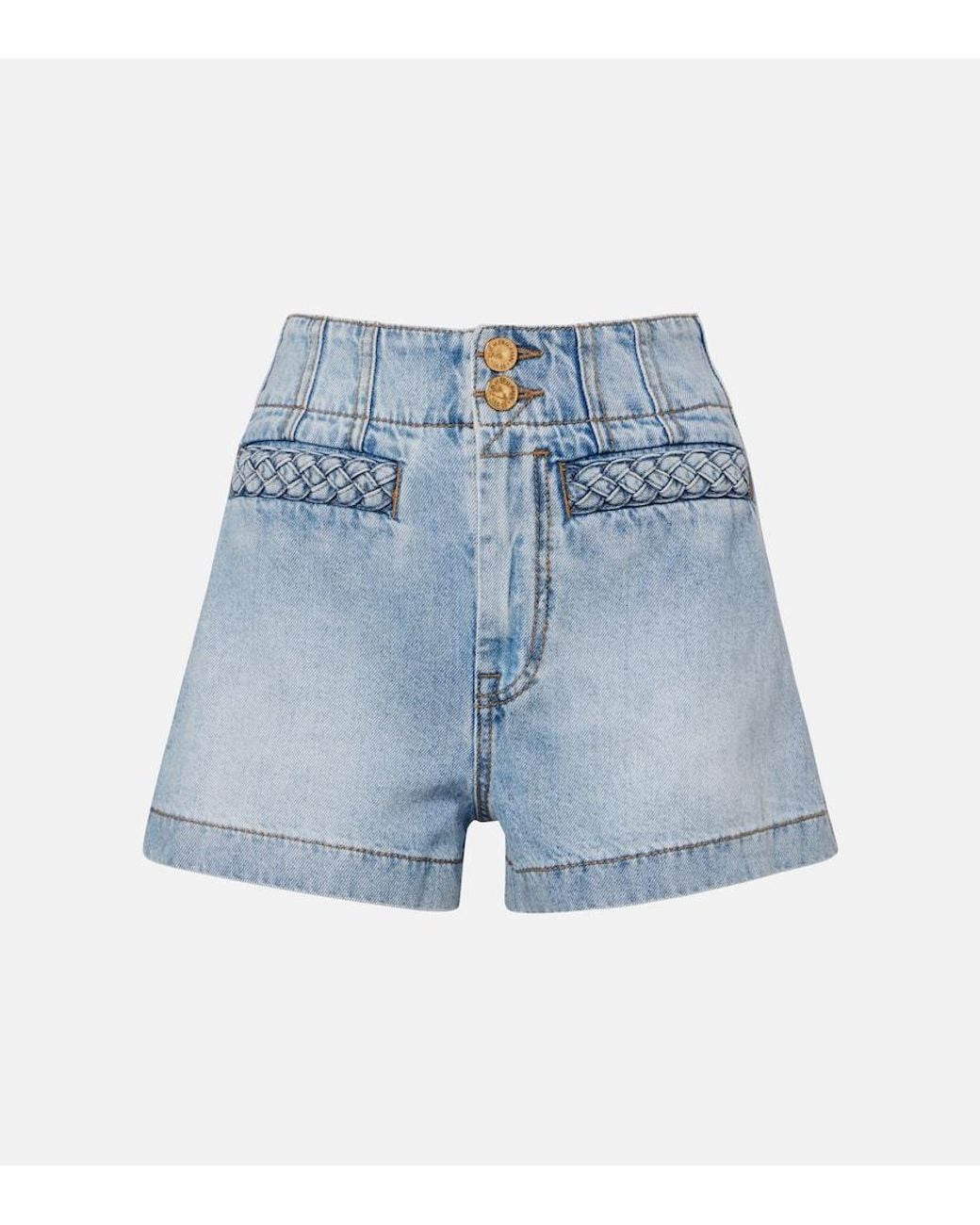 Zimmermann Blue Indra High-Rise Denim Shorts