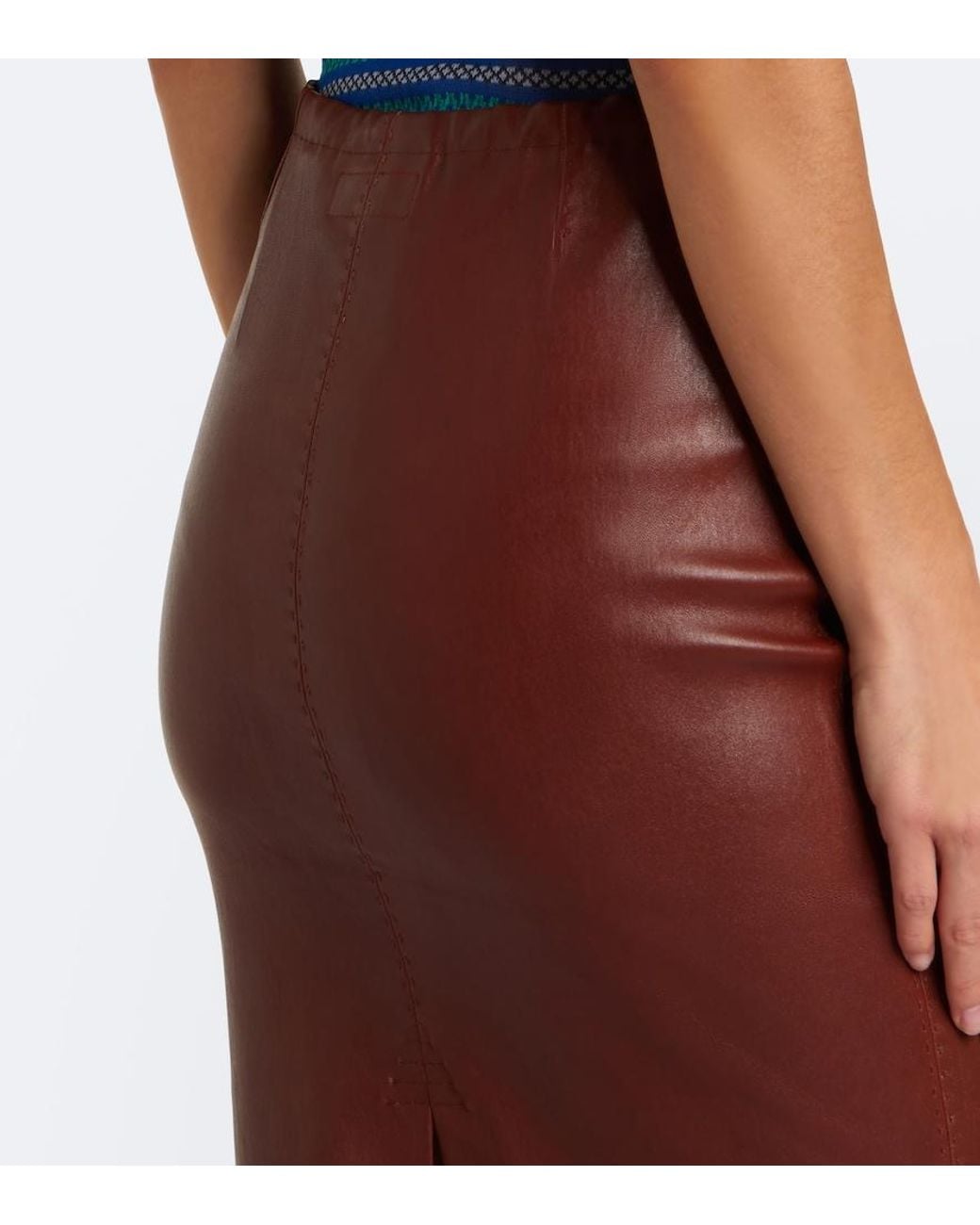 Stouls Red Gilda Leather Midi Skirt