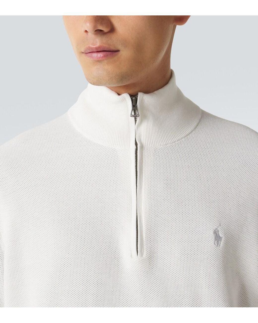 Polo Ralph Lauren White Cotton Half-Zip Sweater for men