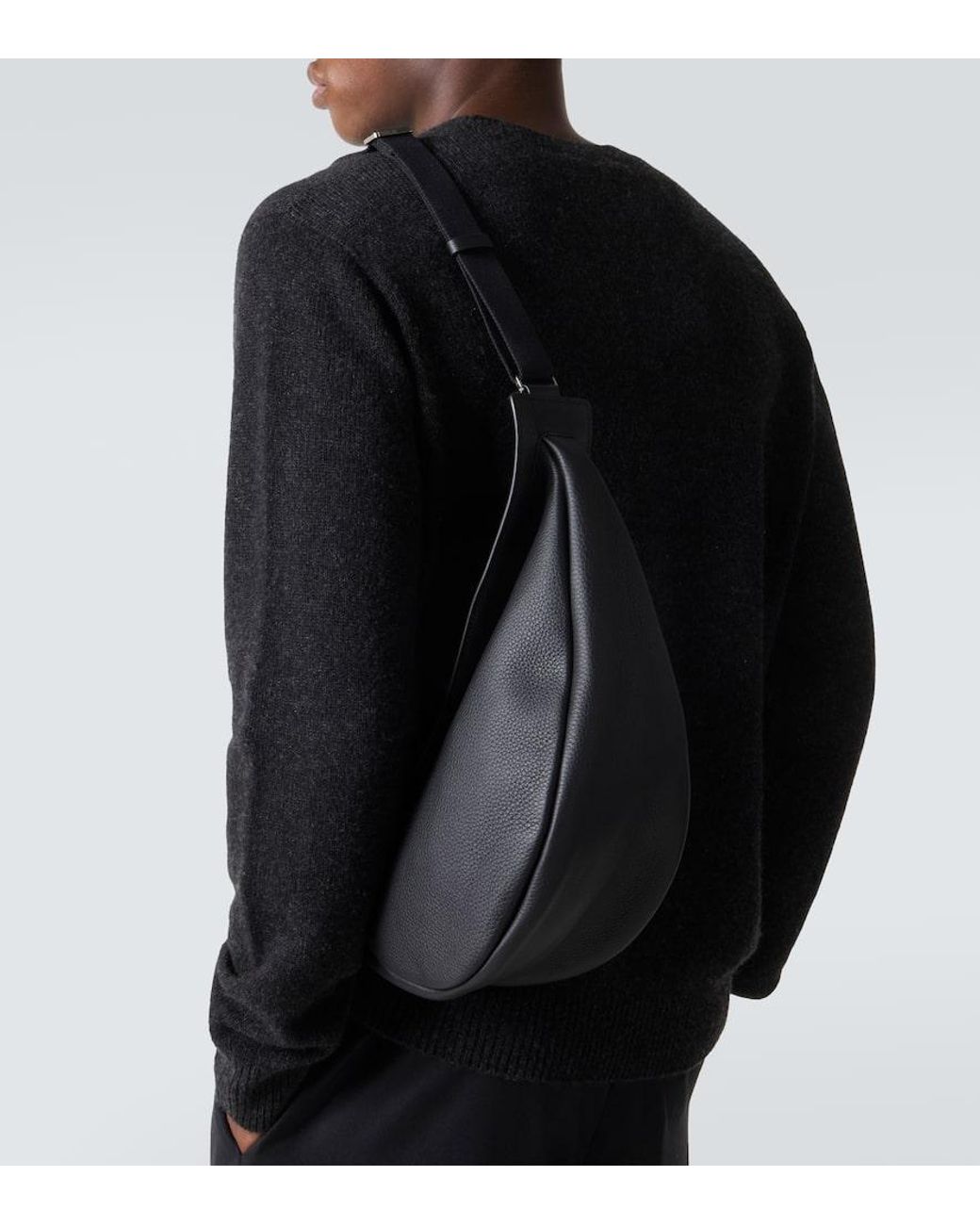 The Row Black Slouchy Banana Large Leather Crossbody Bag for men