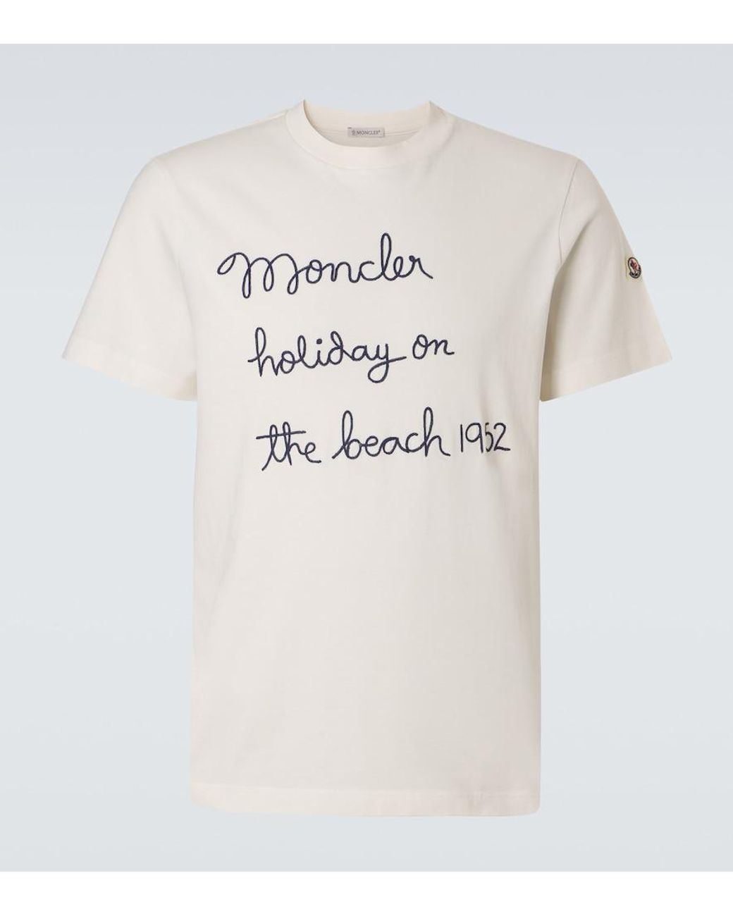 Moncler Natural Embroidered Cotton Jersey T-Shirt for men