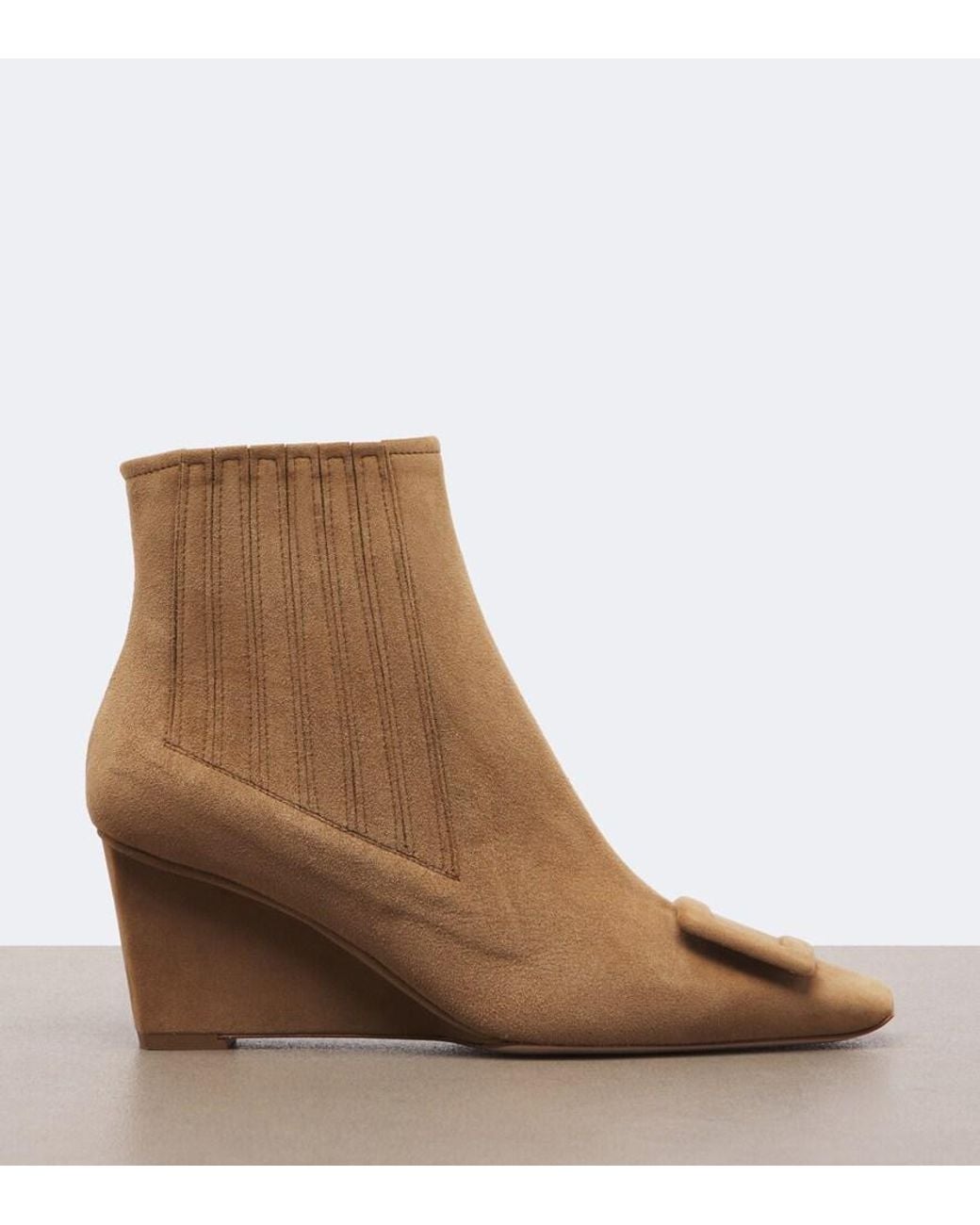 Roger Vivier Brown Belle Vivier Suede Wedge Ankle Boots