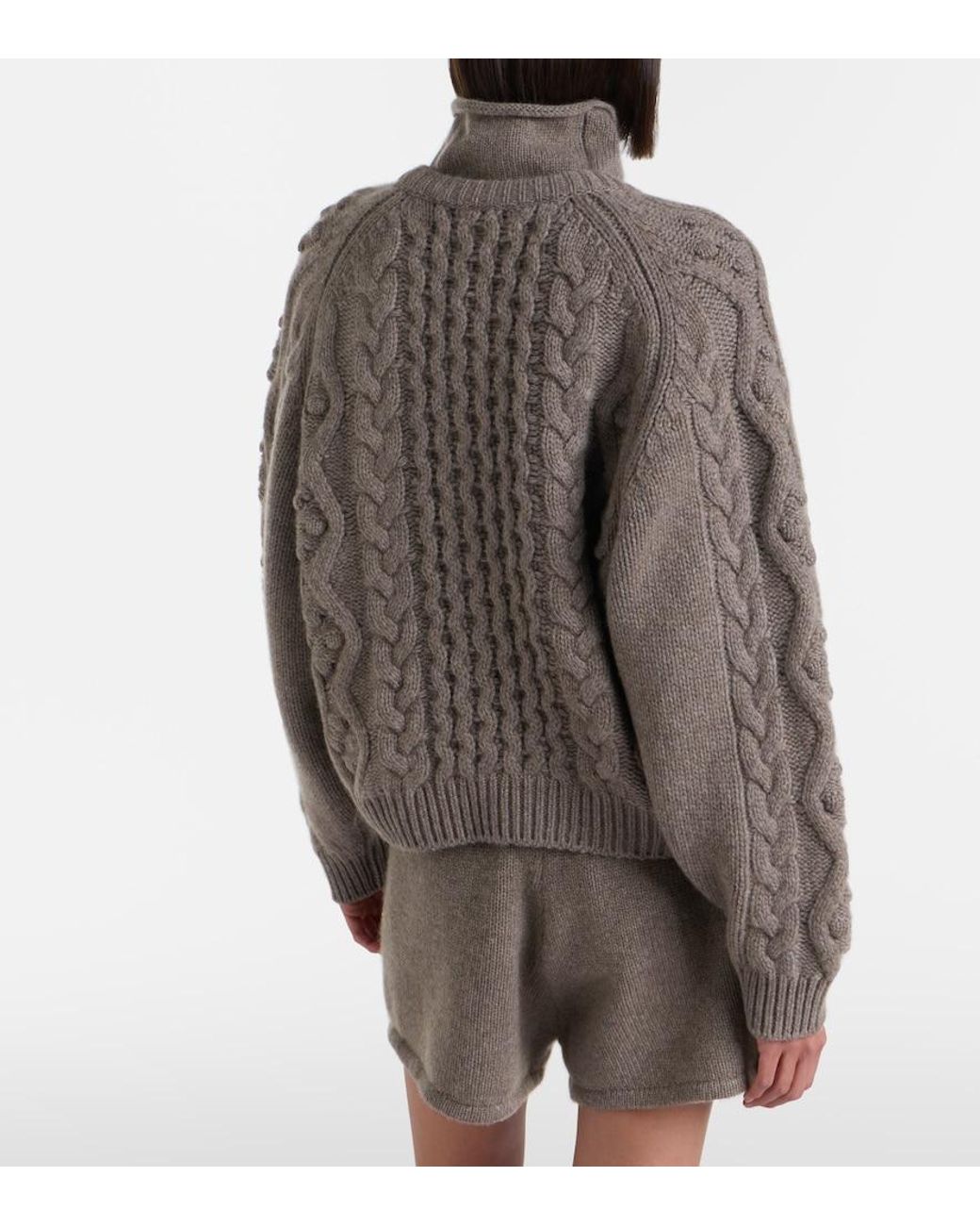Lisa Yang Brown Winroe Cable-Knit Cashmere Cardigan