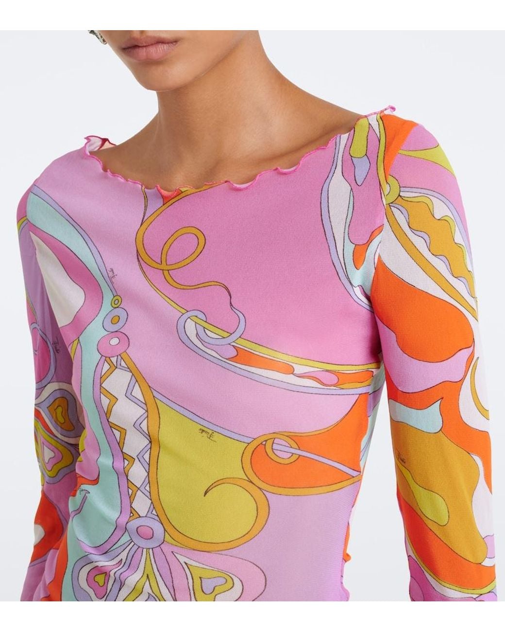 Emilio Pucci Pink Orchidee Sheer Tulle Top