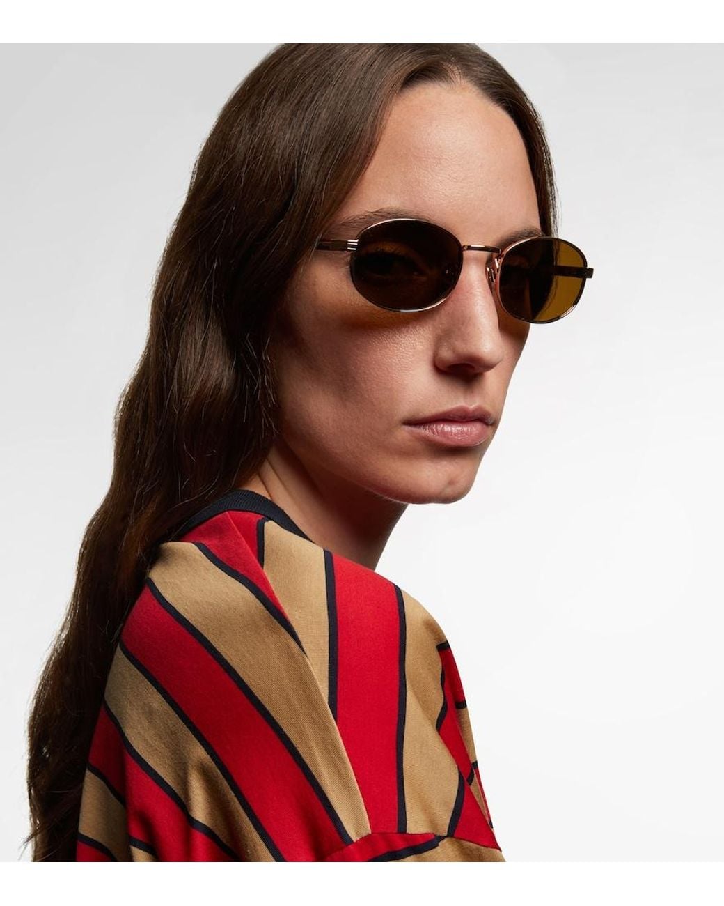 Prada Brown Iconic Plaque Round Sunglasses