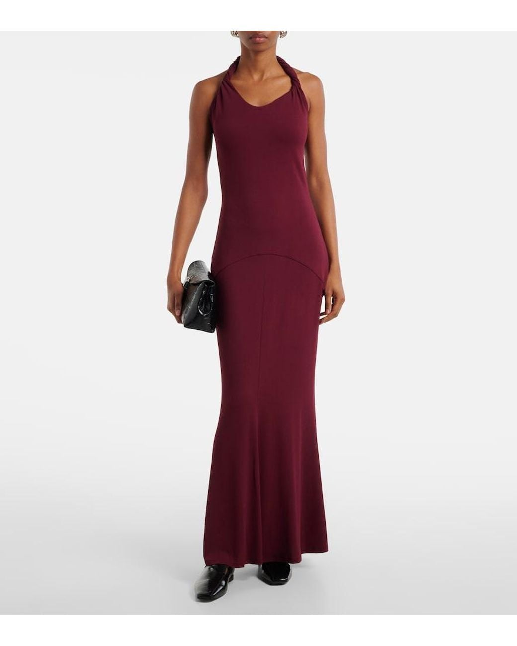 TOVE Purple Eleanor Halterneck Jersey Maxi Dress
