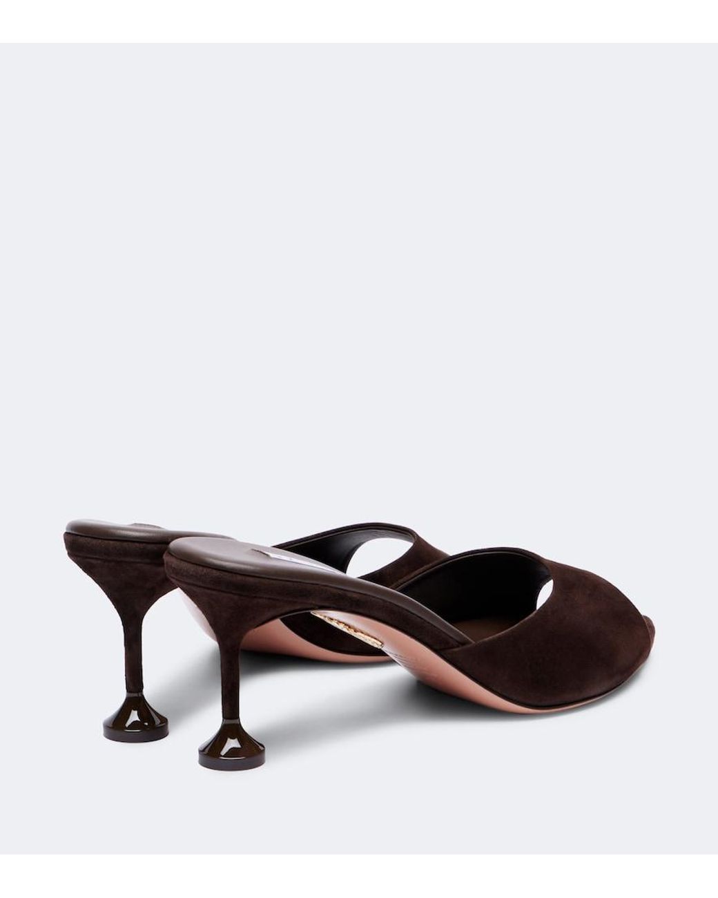 Aquazzura Brown Bisous 65 Suede Mules
