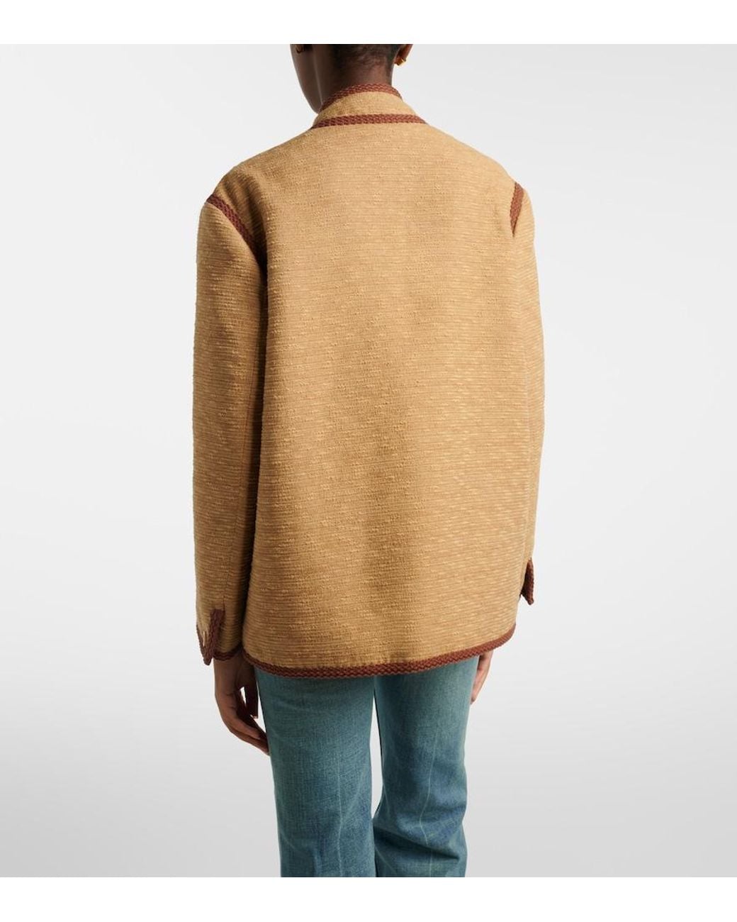 Blazé Milano Brown Curly Cotton And Linen-Blend Jacket