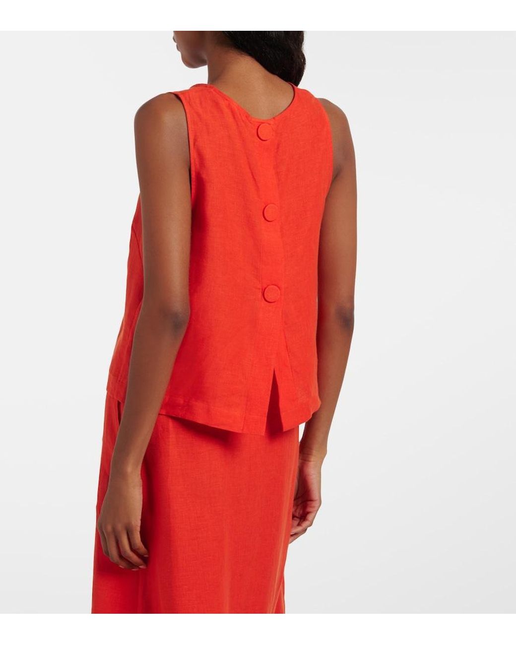 Eres Red Ravie Linen Top
