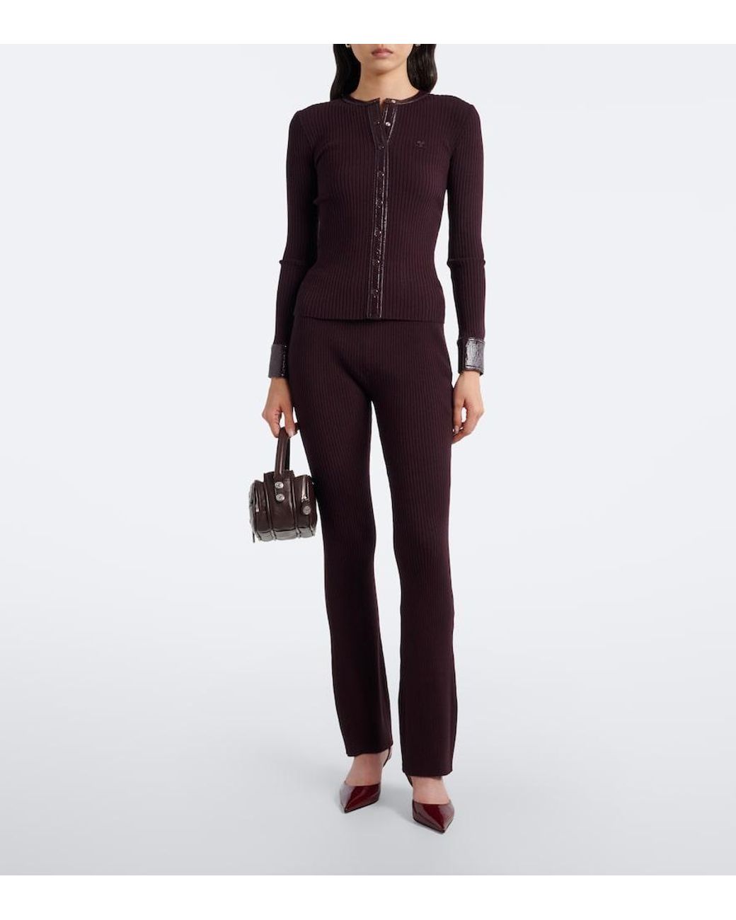 Courreges Blue Ribbed-Knit Cardigan