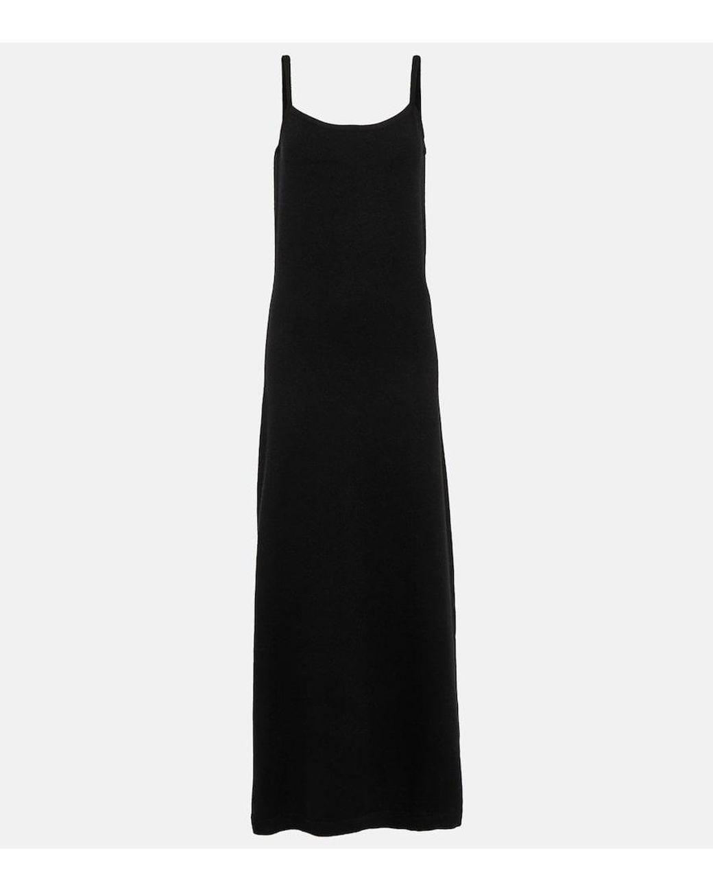Totême Black Scarf-Detail Cashmere Maxi Dress