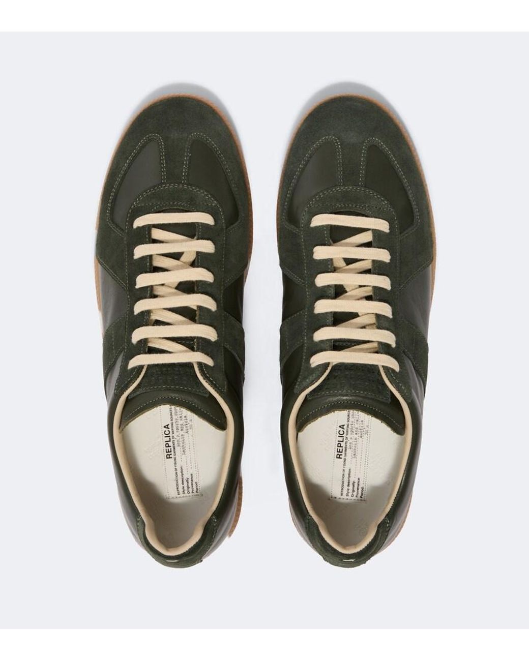 Maison Margiela Green Replica Leather And Suede Sneakers for men