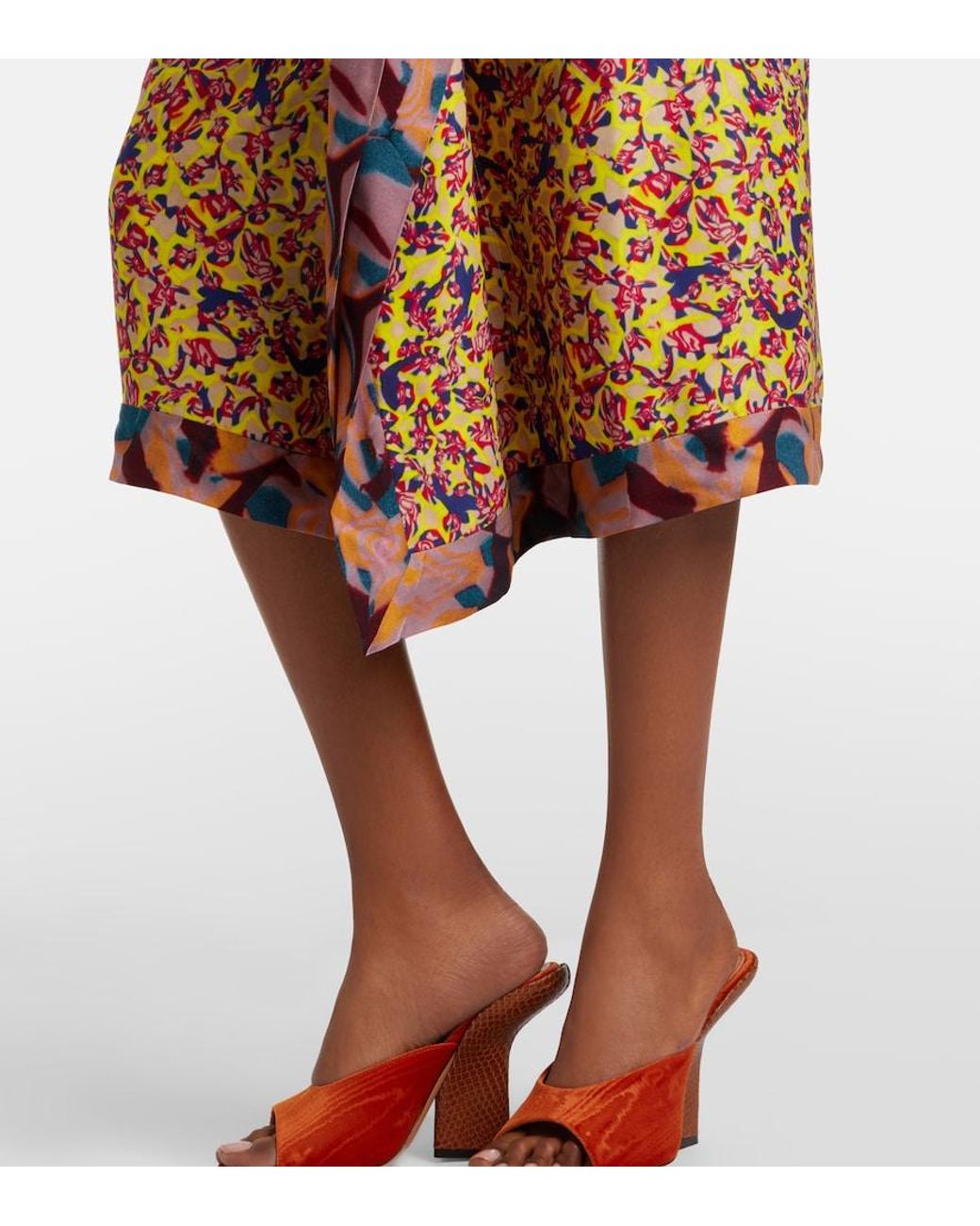 Dries Van Noten Brown Printed Ruffled Midi Skirt