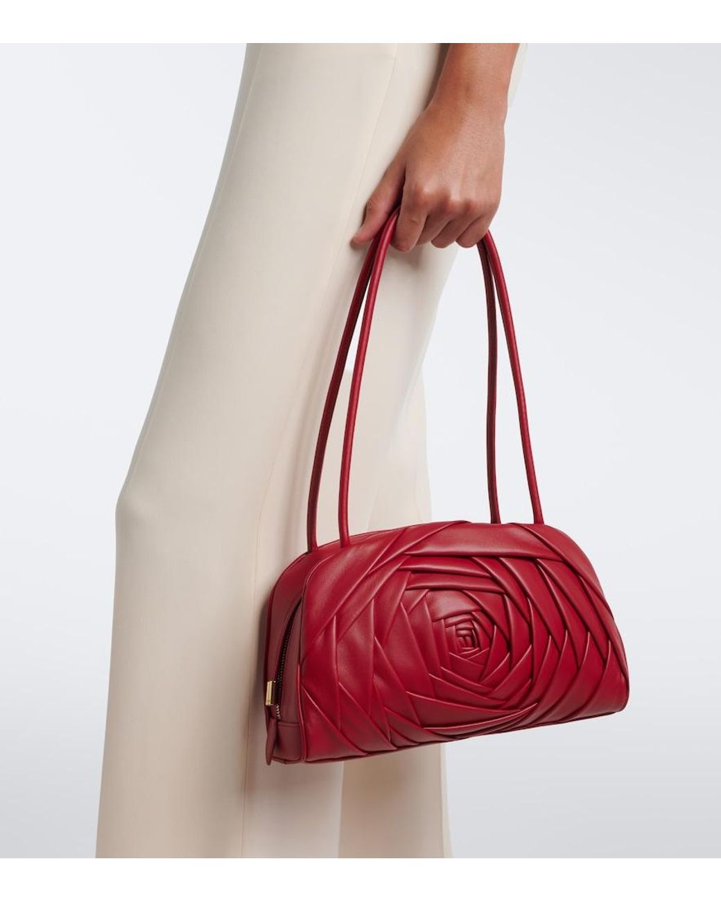 Roger Vivier Red Roseline Leather Shoulder Bag