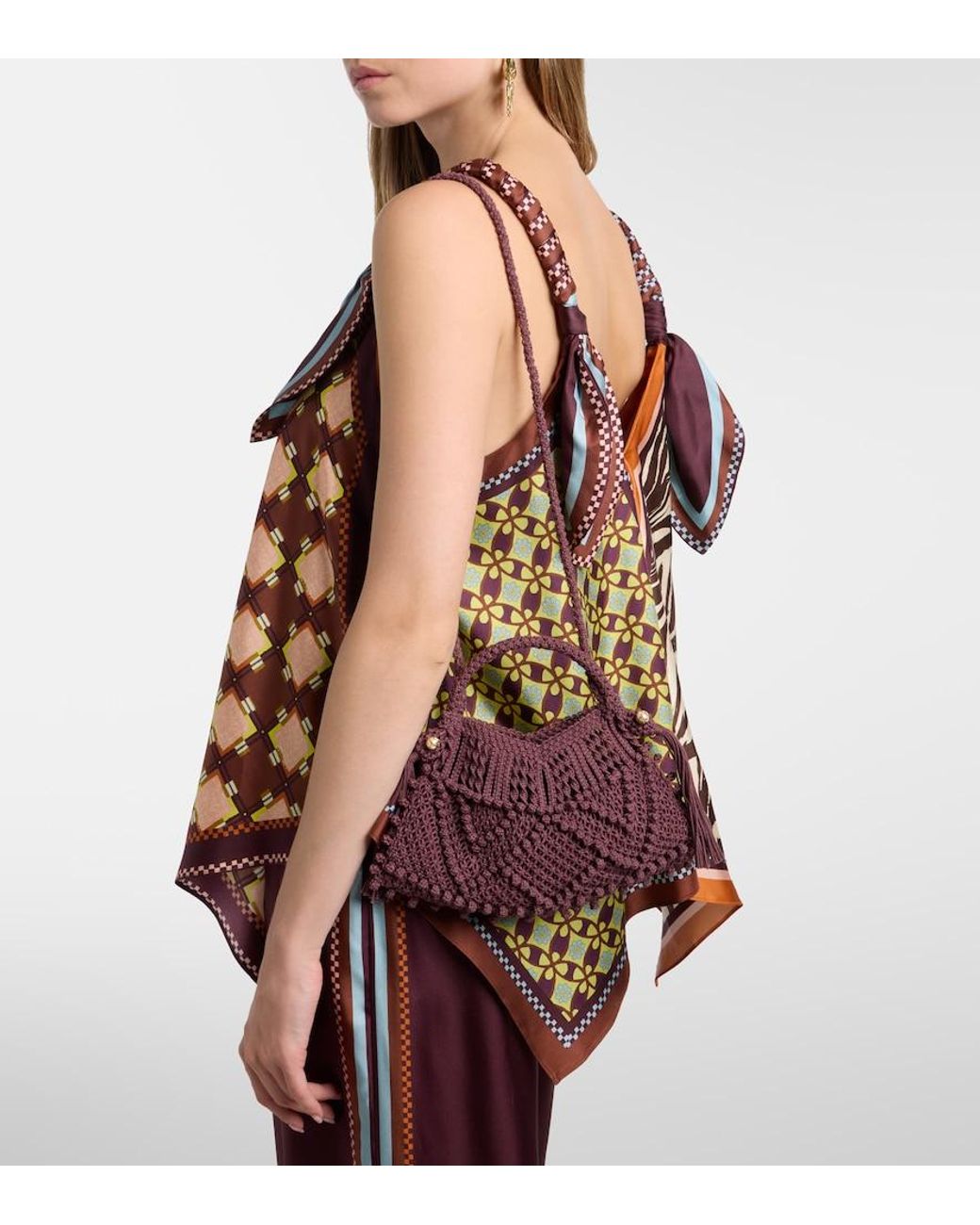 ALÉMAIS Purple Henkeltasche Macrame Small