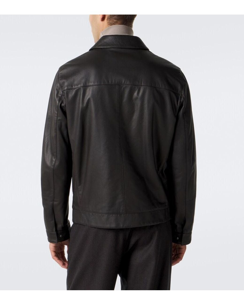Thom Sweeney Black Leather Jacket for men