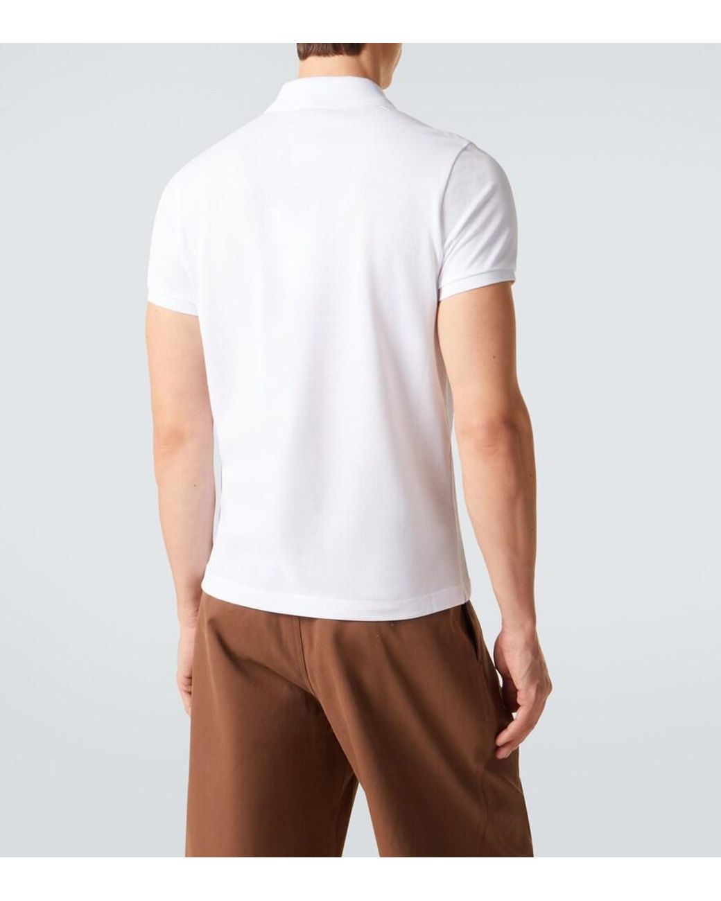 Moncler White Cotton Pique Polo Shirt for men