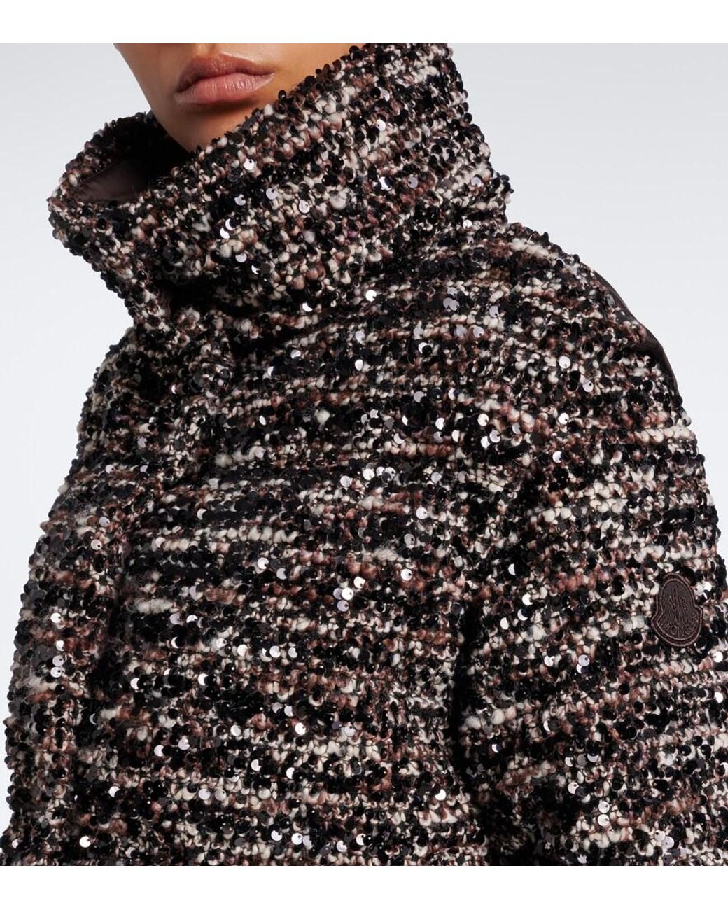 Moncler Black Poetique Sequined Boucle Down Jacket