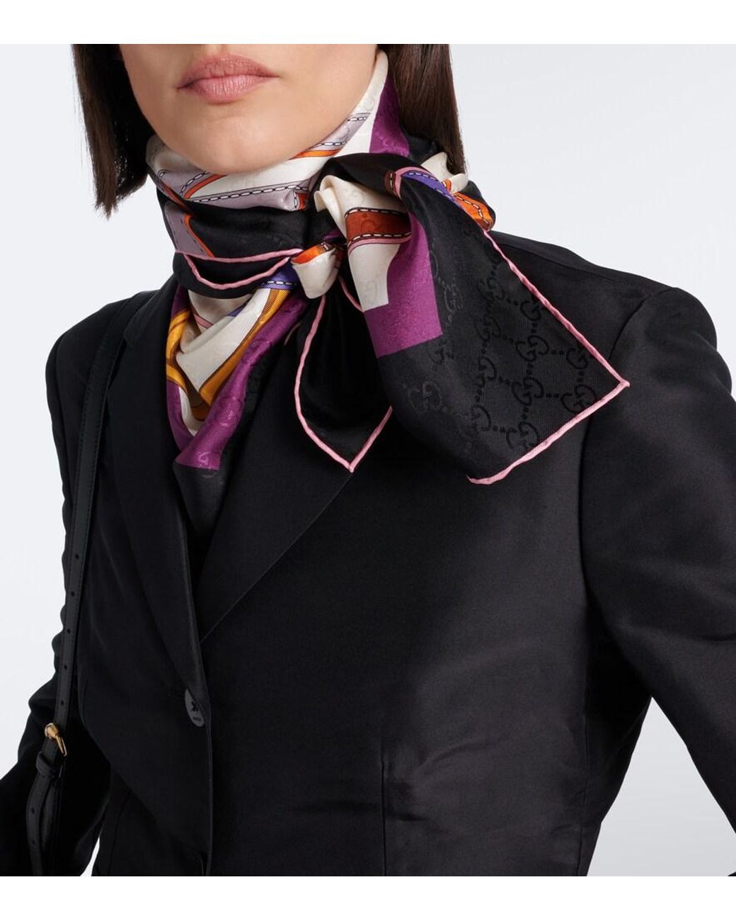 Gucci Blue Printed Silk Twill Scarf