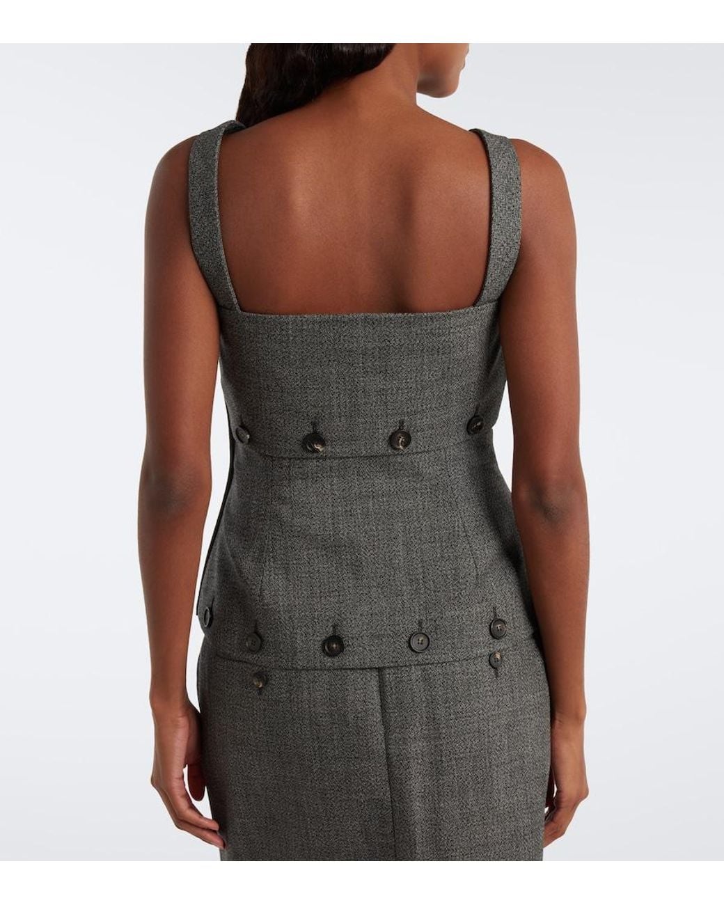 Ferragamo Gray Paneled Virgin Wool Top
