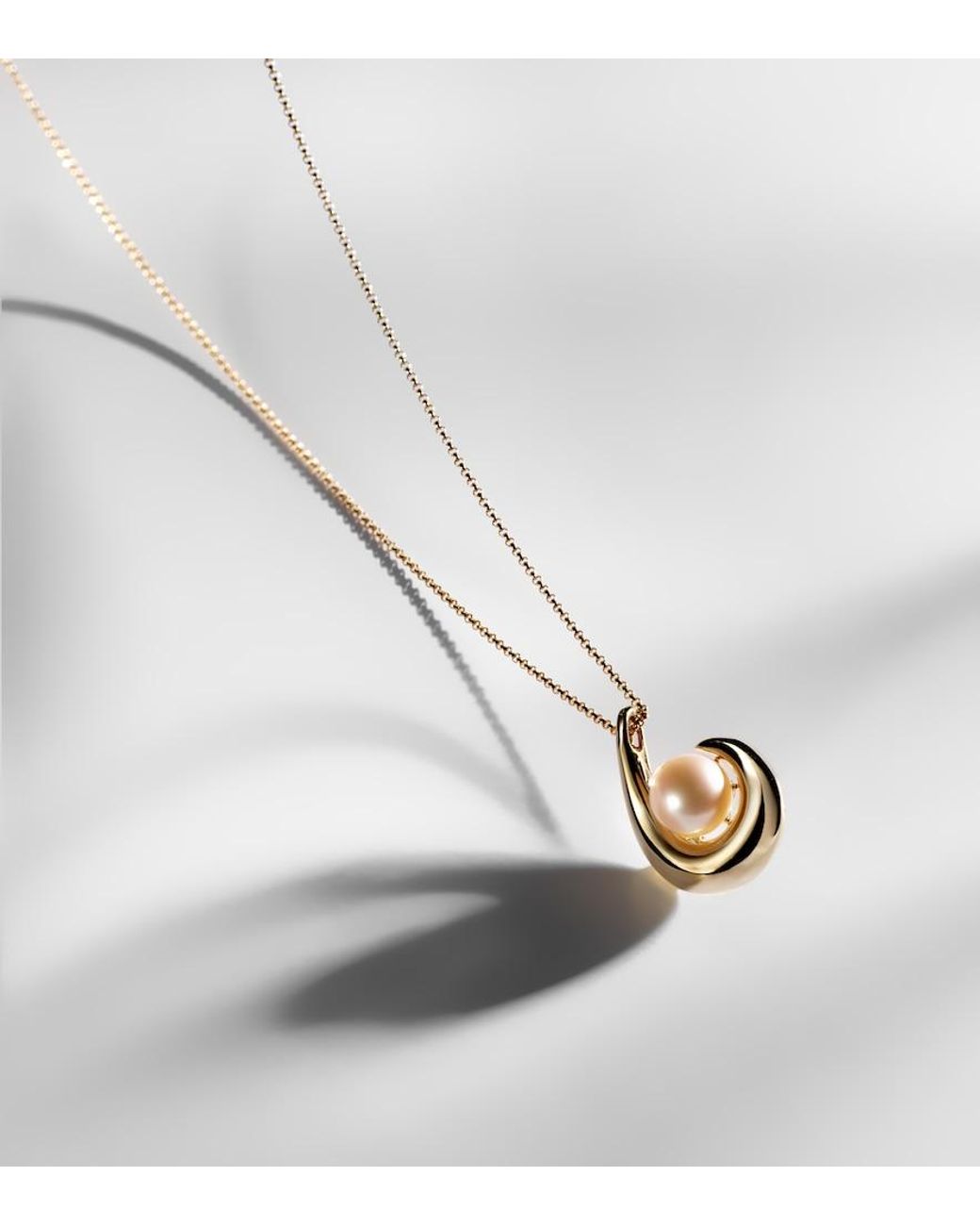 Mateo White Pearl Curl 14Kt Pendant Necklace With Freshwater Pearl