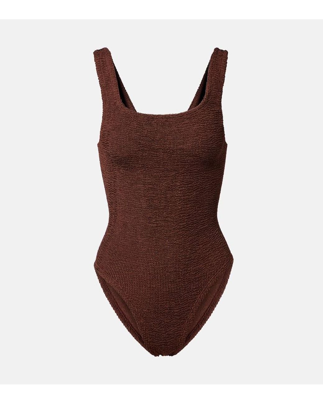 Hunza G Brown Coverage Square Neck Swimsuit