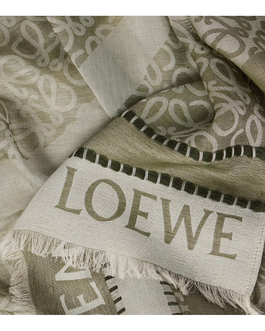 Loewe Green Anagram Cotton Jacquard Scarf