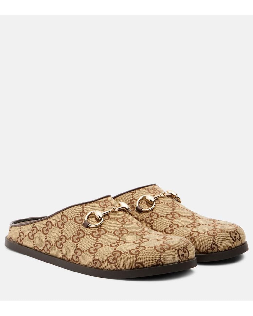 Gucci Brown Canvas Gg Mules