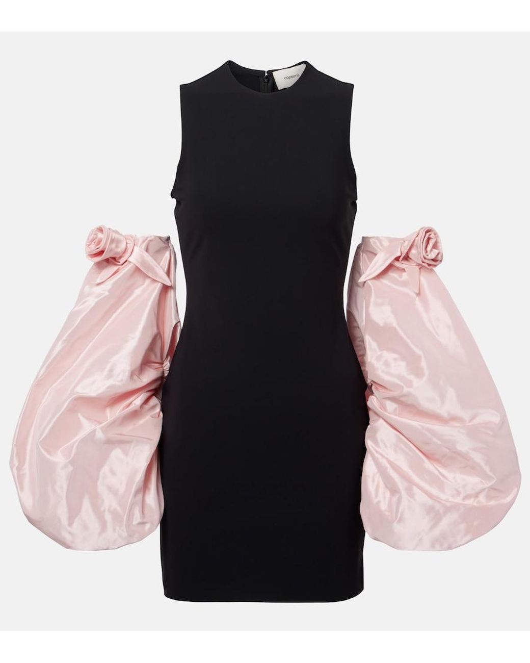 Coperni Black Floral-Applique Minidress